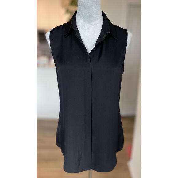 Theory Tops - Theory Black Sleeveless Shirt in Silk Button up Top - Size Small